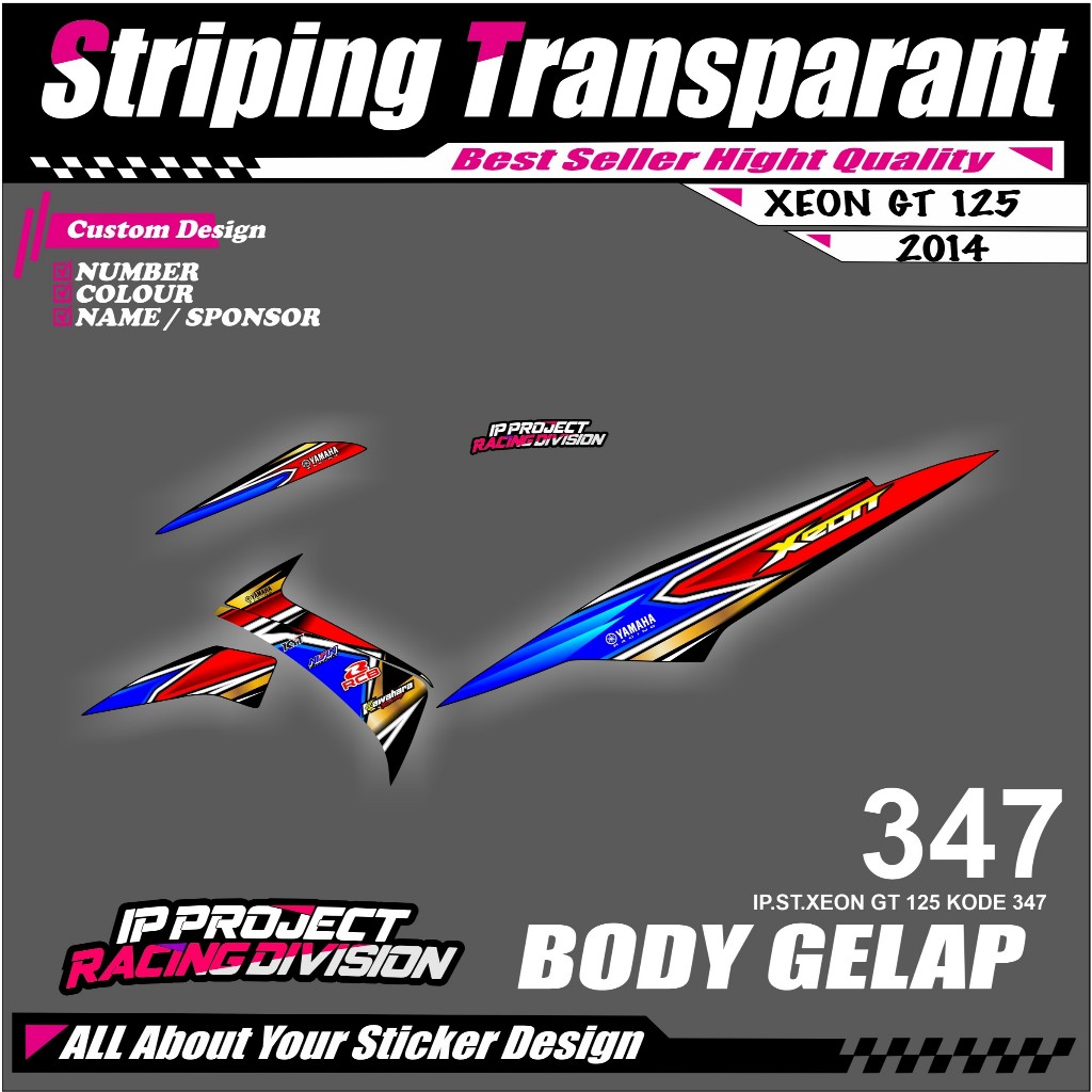 XEON GT 125 2014 (COD) STIKER STRIPING MOTOR YAMAHA XEON GT 2014 HOLOGRAM DAN TRANSPARAN