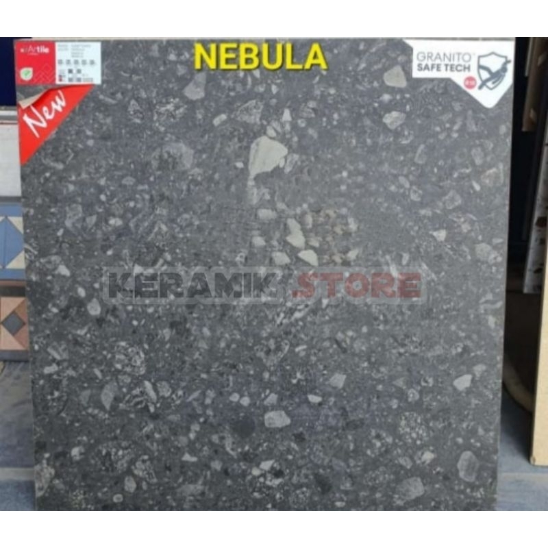 granit artile 60x60 motif terazzo abu dark sanctuary nebula