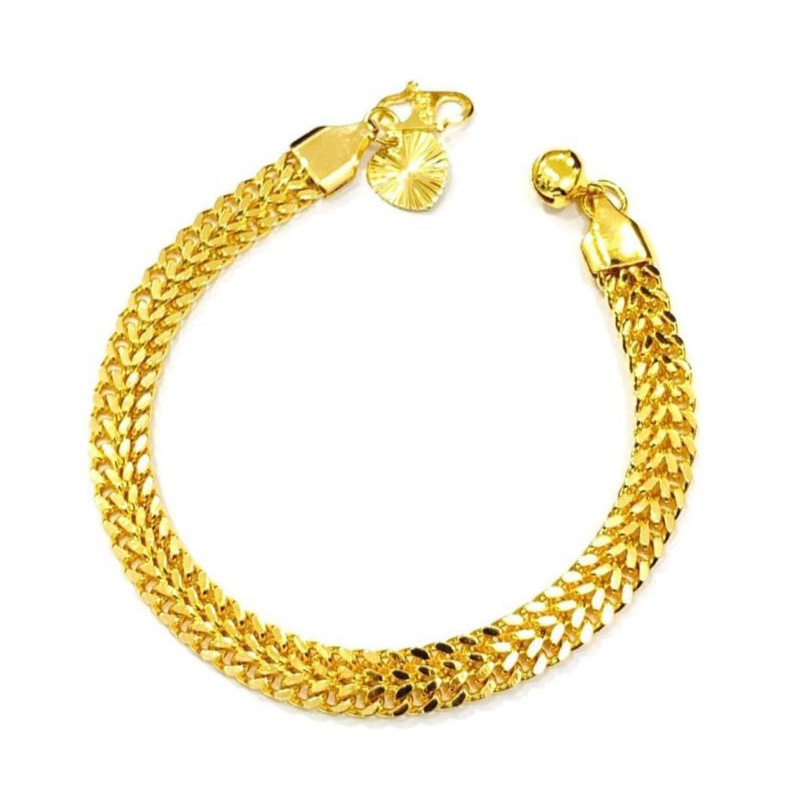 GELANG TITANIUM RANTAI TIKAR PERHIASAN WANITA  LAPIS EMAS