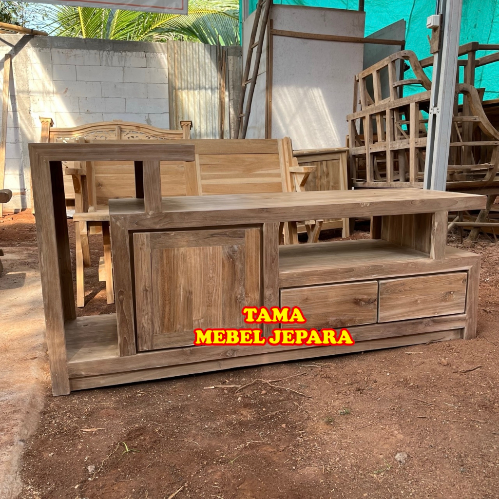 bufet tv kayu jati meja bufet tv retro scandinavian klasik jati