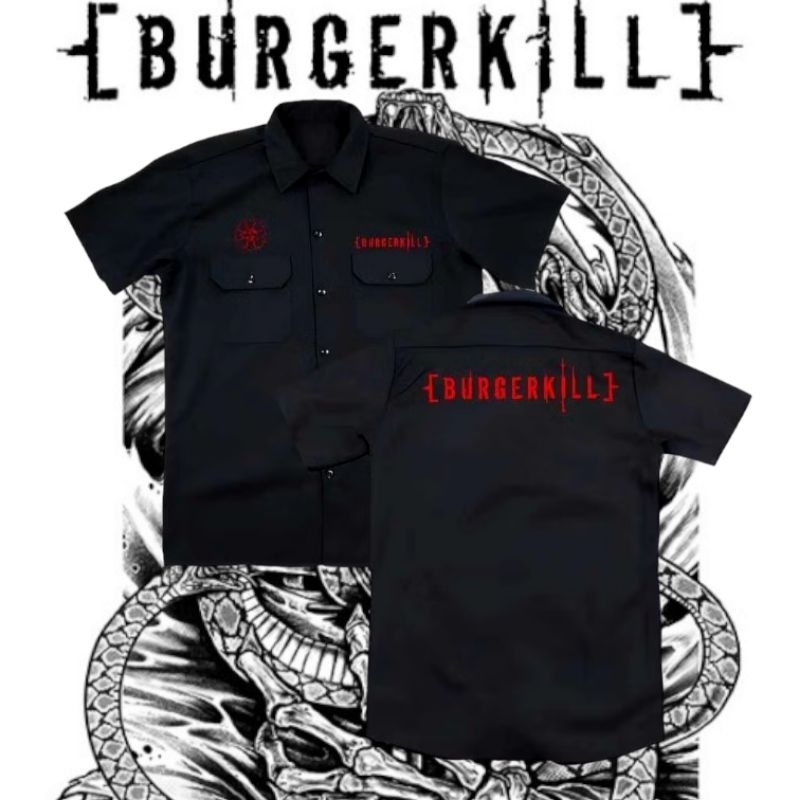 KEMEJA WORKSHIRT lengan pendek BURGERKILL model terbaru distro - kemeja pendek casual MUSIK METAL te