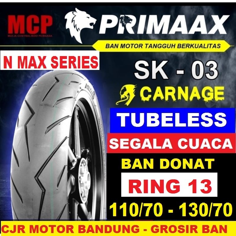 RAR Ban Primaax SK 03 Motor N Max 110 130 Ring 13 Ban Donat Motif Diablo Segala Cuaca Nmax Primax