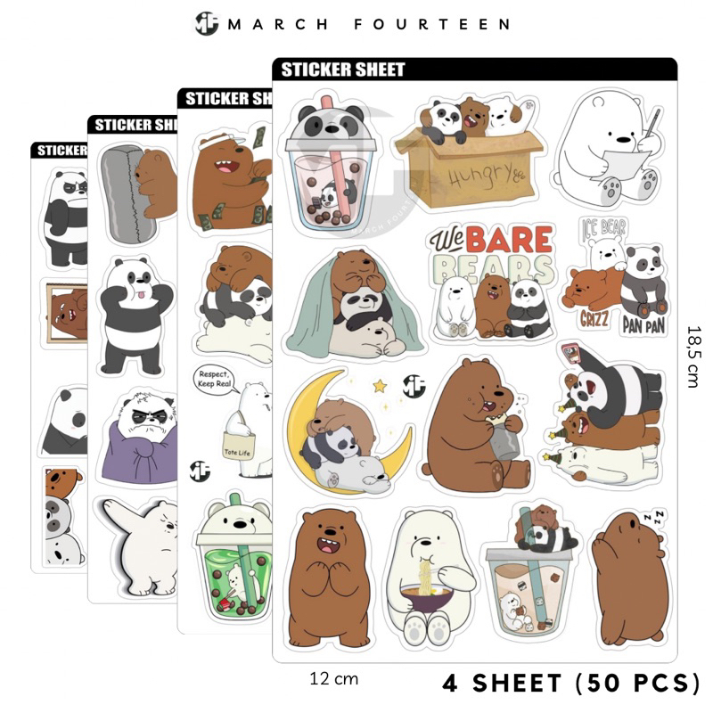 

[50 Pcs] Sticker We Bare Bears Kiss Cut Vynil Premium Laminasi , Stiker Cartoon We Bare Bears Premium Dekorasi Laptop Tumblr Gitar