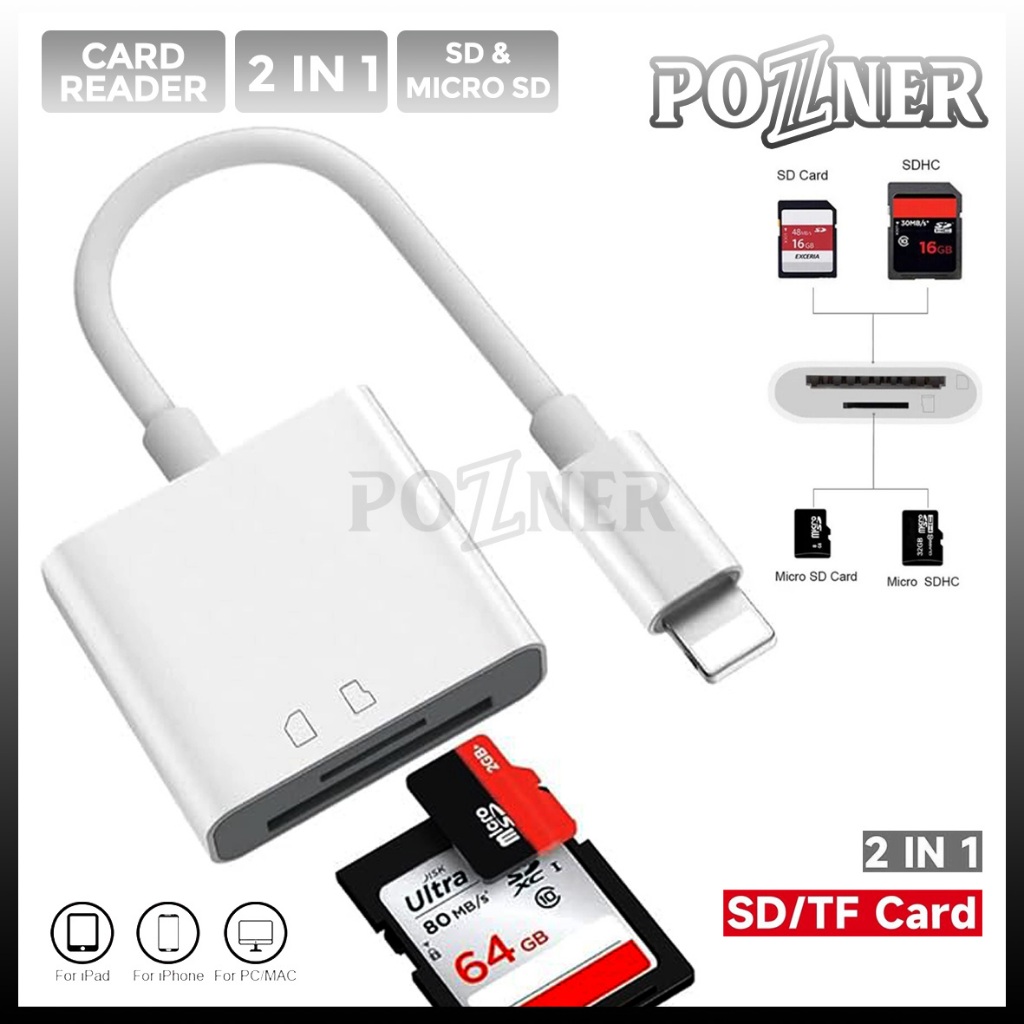 CARD READER IPHONE 2IN1 SD + TF MEMORY CARD READER