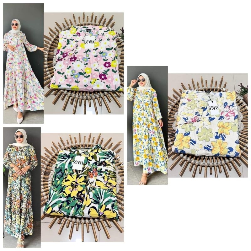 GAMIS BUNGA BUNGA RAYON // GAMIS MAXY REMPEL BAWAH ORIGINAL ZARA