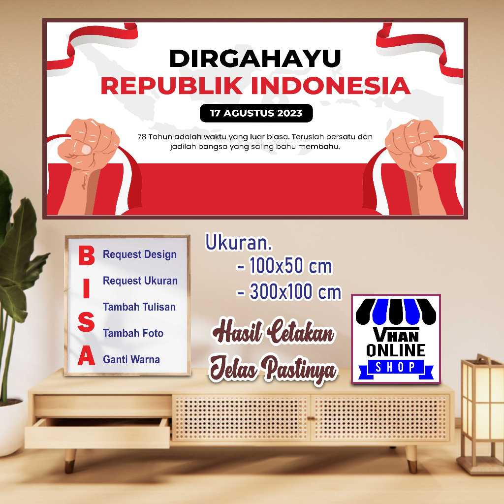 Design Simple Banner Spanduk MMT Peringatan Hut RI, Bagus Murah