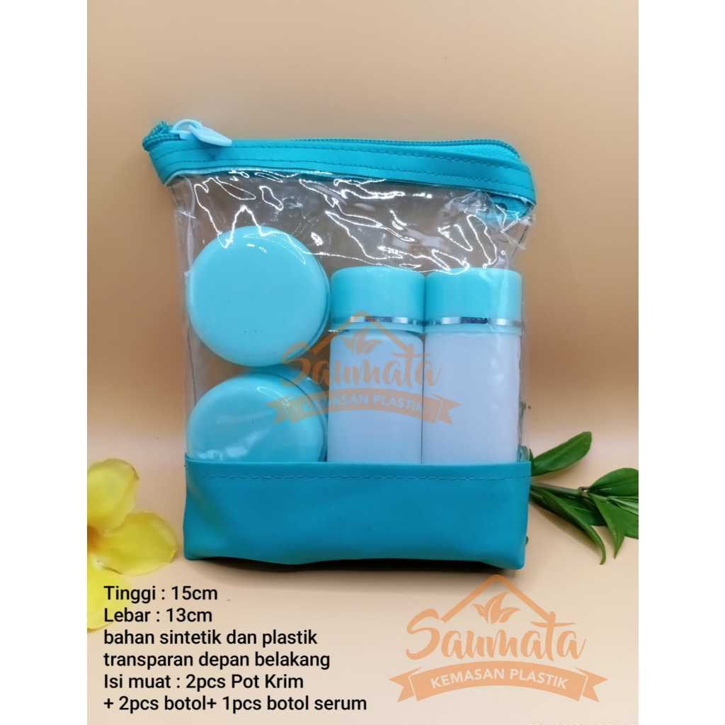 Tas Kosmetik / Pouch Kosmetik / Kemasan Kosmetik Bahan kain sintetis & plastik transparan.