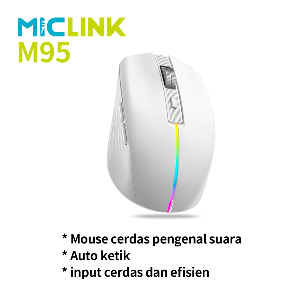 MICLINK-M95 Mouse AI Rechargeable Type C dengan Receiver USB PC Laptop Wireless bluetooth