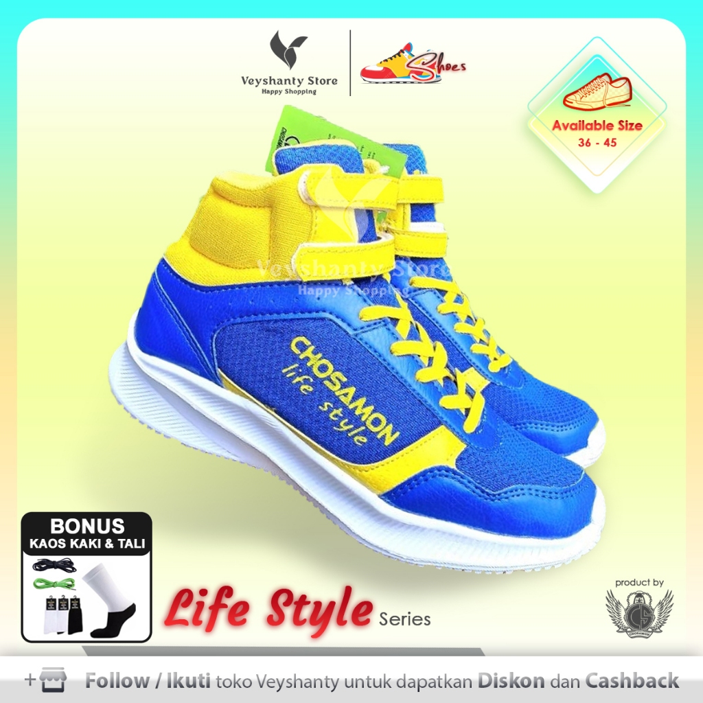 [VEYSHANTY] Sepatu Pria Wanita CS Life Style Premium Quality - Warna Biru Kuning | Casual | Sport | 