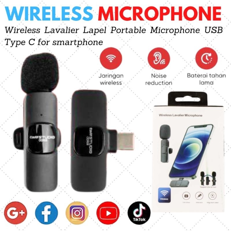 Wireless Mic Clip On HP USB type-C lavalier Lapel Microphone Wireless Smartphone Clipon Microphon Ty