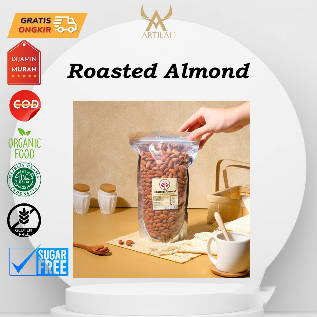 

Kacang Almond Panggang 250gram/(1/4kg) - Roasted Almond - Almond Matang