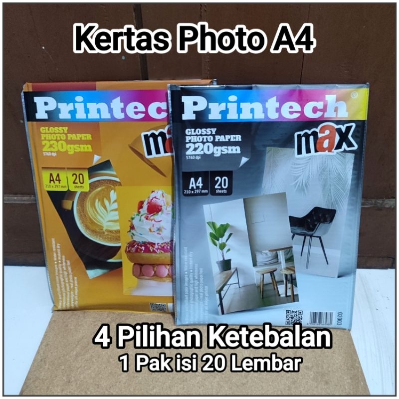 

1 Pak Kertas Photo Glossy A4 Isi 20 Lembar PRINTECH ( 4 Varian )
