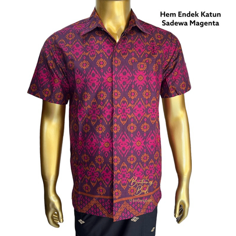 Kemeja Endek Pria Motif Sadewa | Endek Bintang Bali | Kemeja Endek Bali