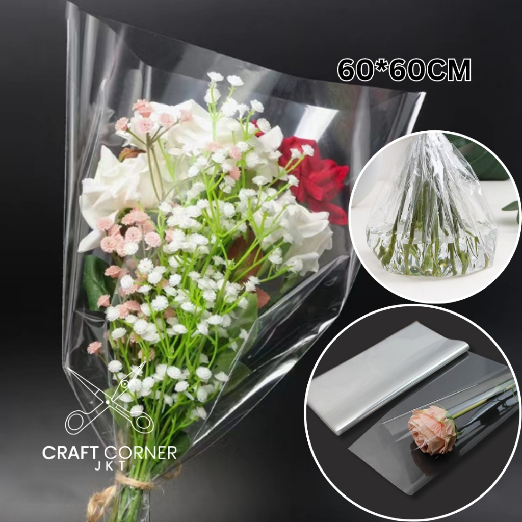 

[PACK] 55*55cm Flower Wrapping Plastik Transparant Pembungkus Bunga