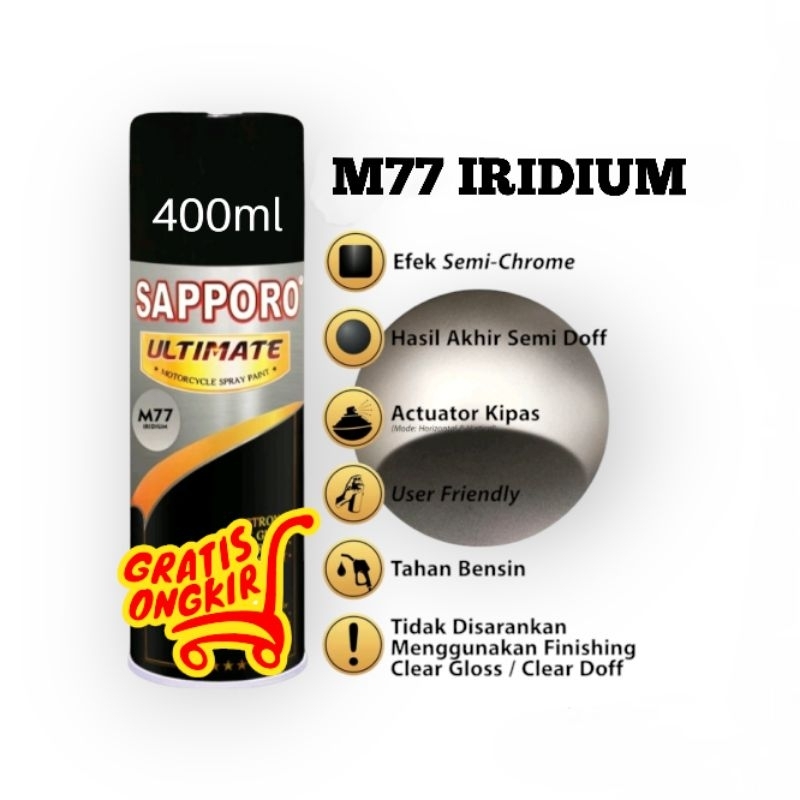 Sapporo Ultimate M77 Iridium/semi chrome/silver/cat semprot/Pylox/pilox/pilok/motor/helm/cat aerosol