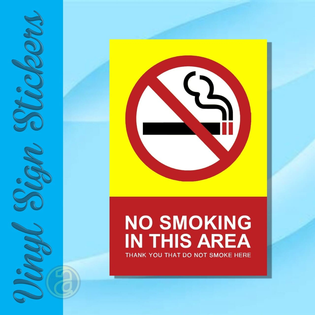 

Sticker Vinyl 20x30 cm Safety Sign Decal No Smoking In This Area Thank You - English