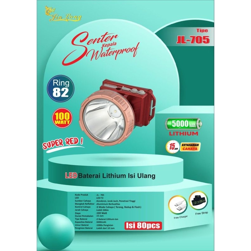 SENTER KEPALA JIN LONG JL-705 100WATT LED LASER