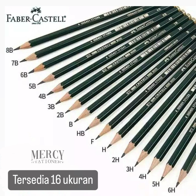 

Pensil 2B Faber Castell 6H 5H 4H 3H 2H H HB F B 2B 3B 4B 5B 6B 7B 8B