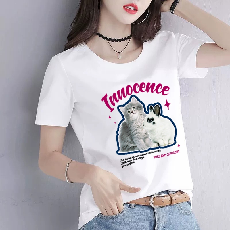 kucing  pola lucu  kaos wanita katun  kaos wanita premium   Nyaman dipakai