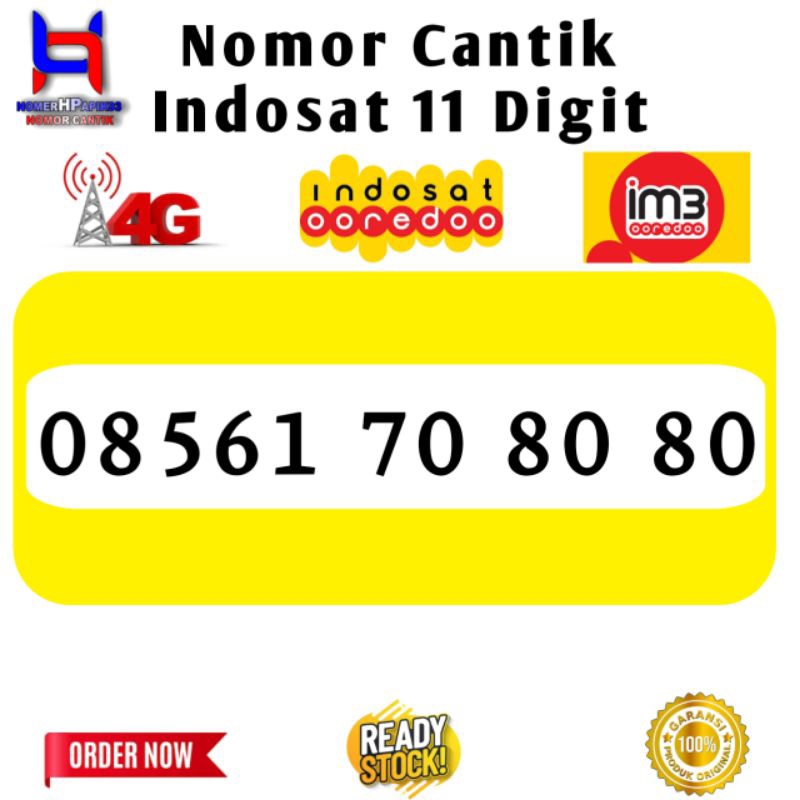 NOMOR CANTIK INDOSAT IM3 OOREDOO 11 DIGIT 708080