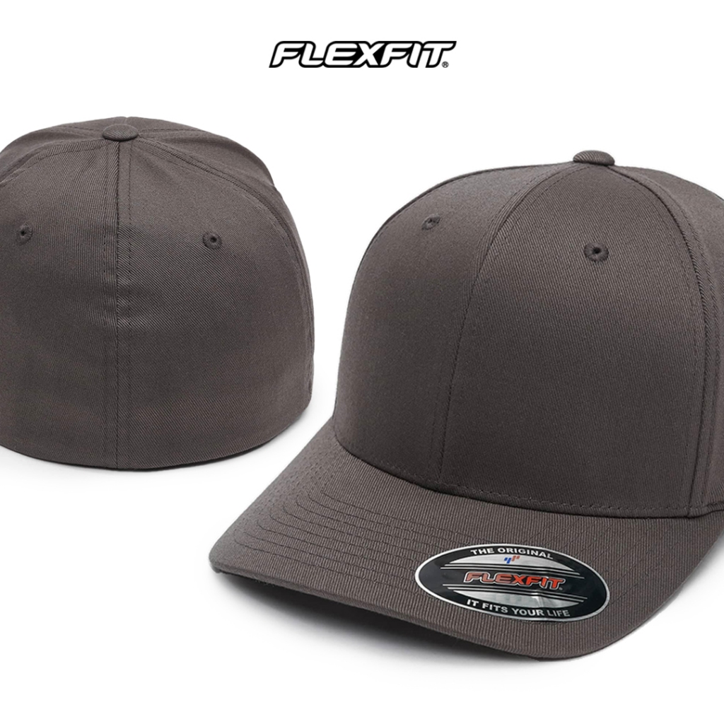 Flexfit Yupoong Topi Baseball Polos Pria Built Up Original Import Warna Dark Grey