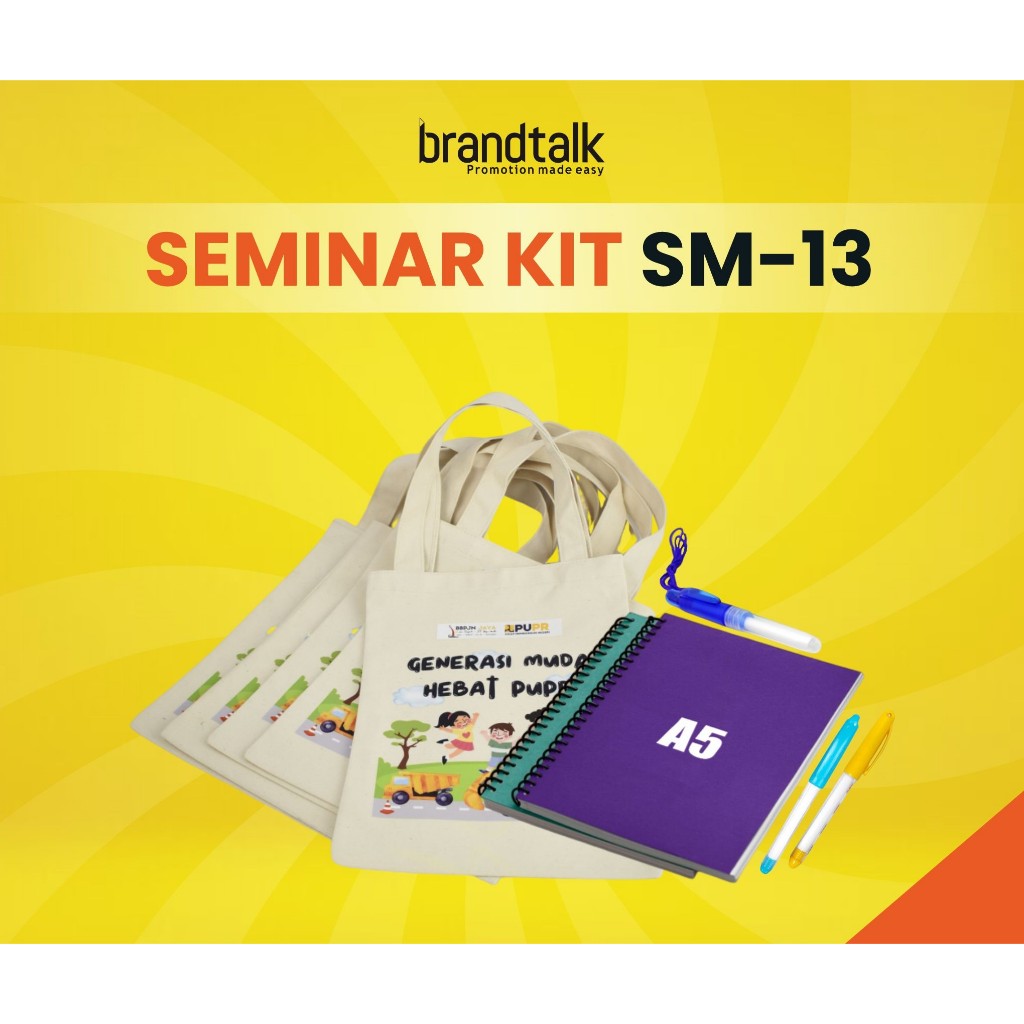 

Tas Belacu, Notebook Spiral A5, Pulpen - Paket Custom Seminar Kit Isi 3 - SM13