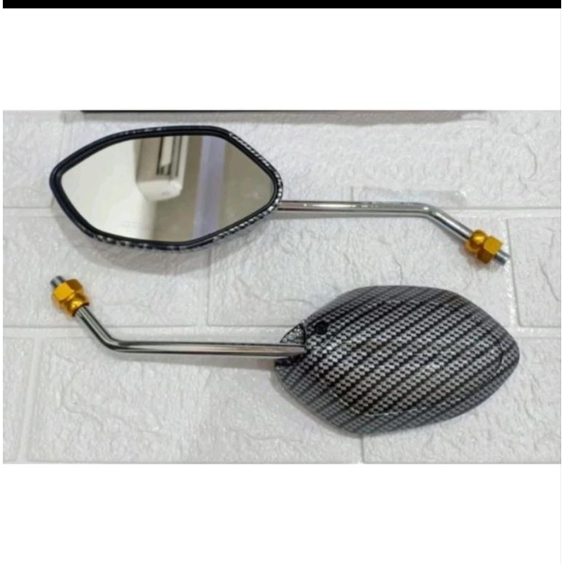 Kaca spion Honda Beat karbon tangkai chrome panjang