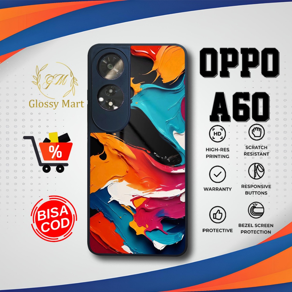 Case Oppo A60 Terbaru - Oppo A60 - Motif Cat Warna - Bahan Hardcase Softcase Premium Glossy - Case O