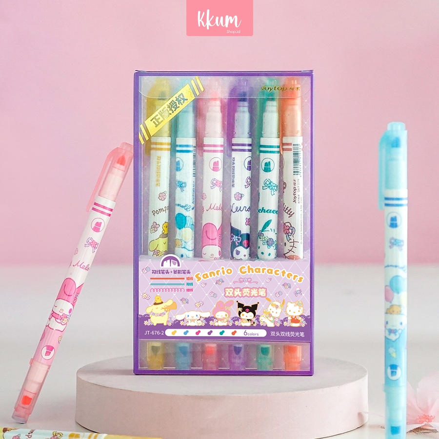 

6PCS Stabilo Twin Head Penanda Highlighter Sanrio