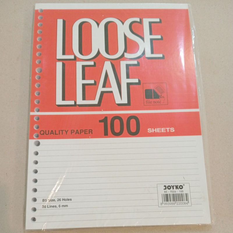 

loose leaf B5 100 lembar Joyko putih bergaris 1 pcs