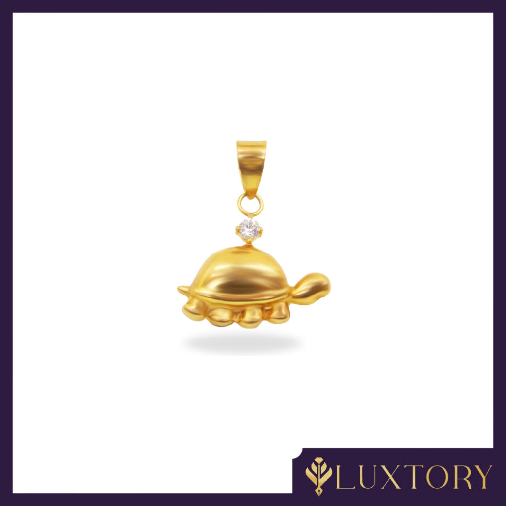 Liontin Emas Turtle Mix Mata Permata 6K