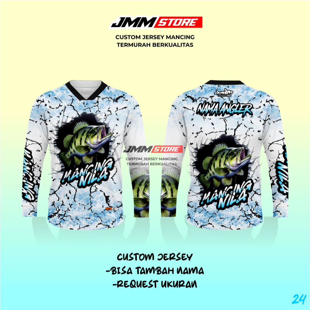 ((BISA COD )) Jersey Mancing Nila Kaos Fishing Jersey Mancing Muajer Mujair Ikan MAS ikan Bawal Lele