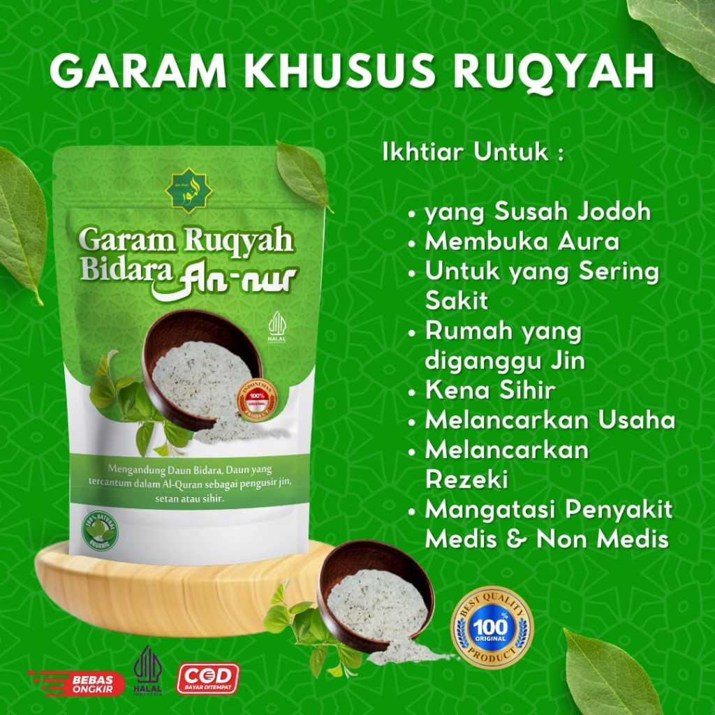 

Garam Ruqyah Bidara Pembuka Aura Negatif dan Penangkal Sihir Pelet 100 Gram