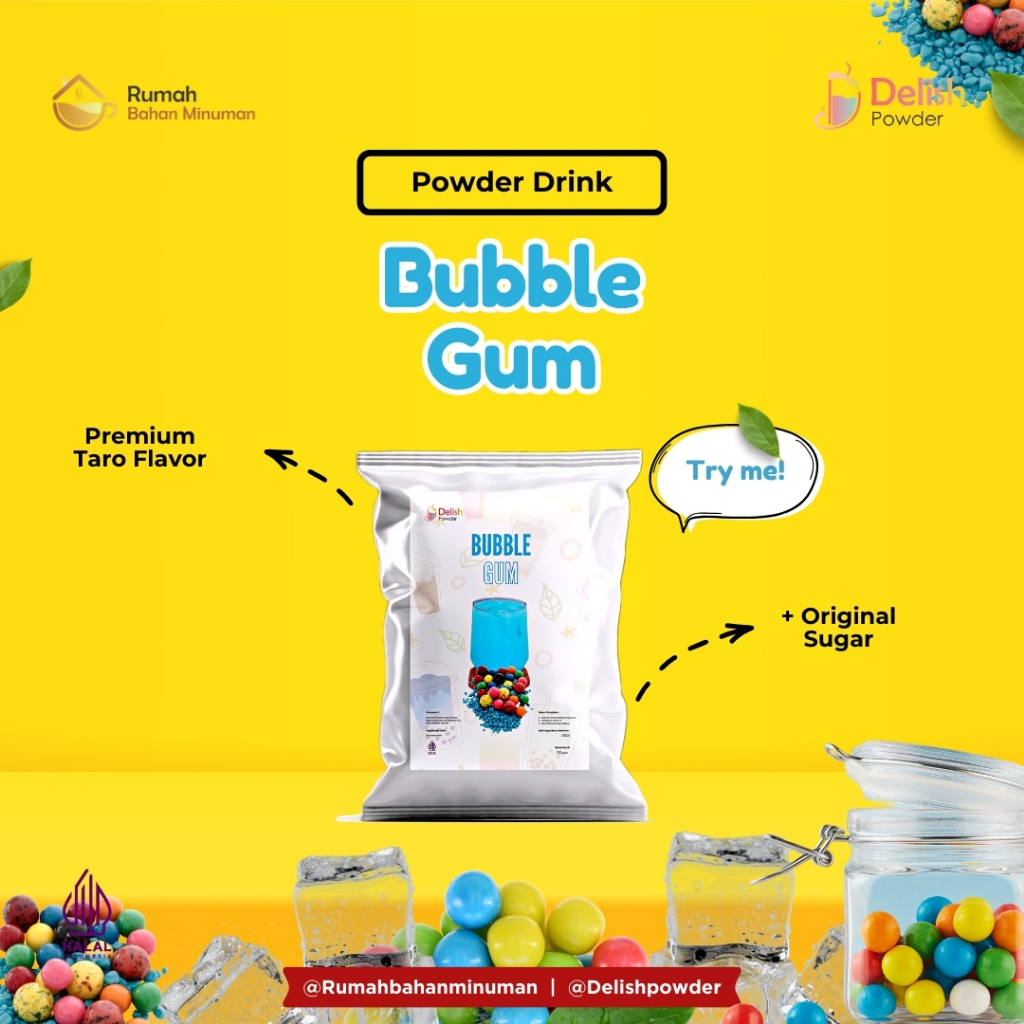 

Sampel Bubuk Minuman Kekinian Varian Rasa Permen Karet / Bubble Gum Powder Drink Usaha Minuman