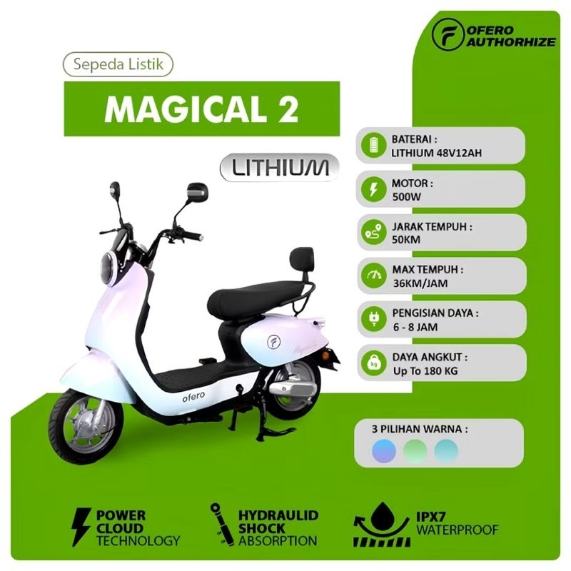 Sepeda Listrik Ofero Magical 2 Baterai Lithium