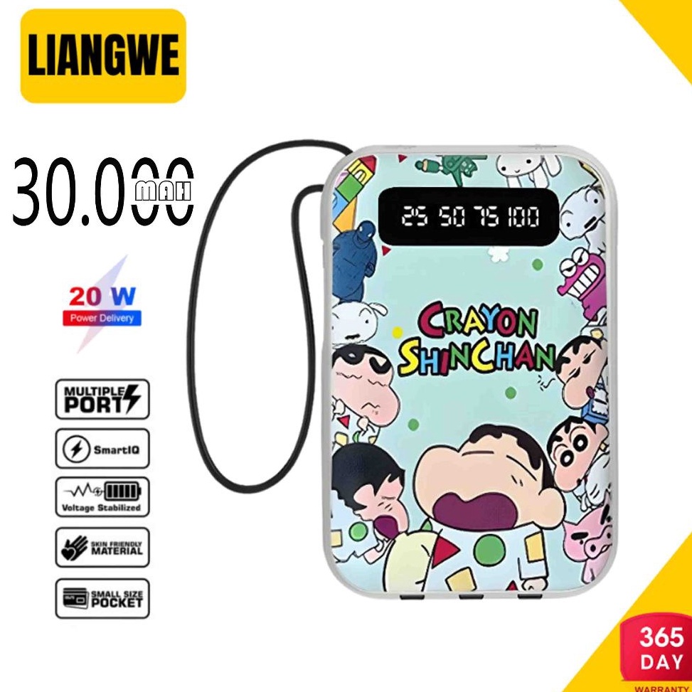 Terkini LIANGWE Powerbank 3mAh Mini With 4 Kabel Data Usb Fast Charging BG