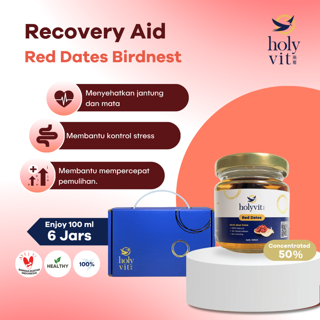 

Holyvit Red Dates Aid Recovery Support Minuman Sarang Burung Walet - 6 x 100ml