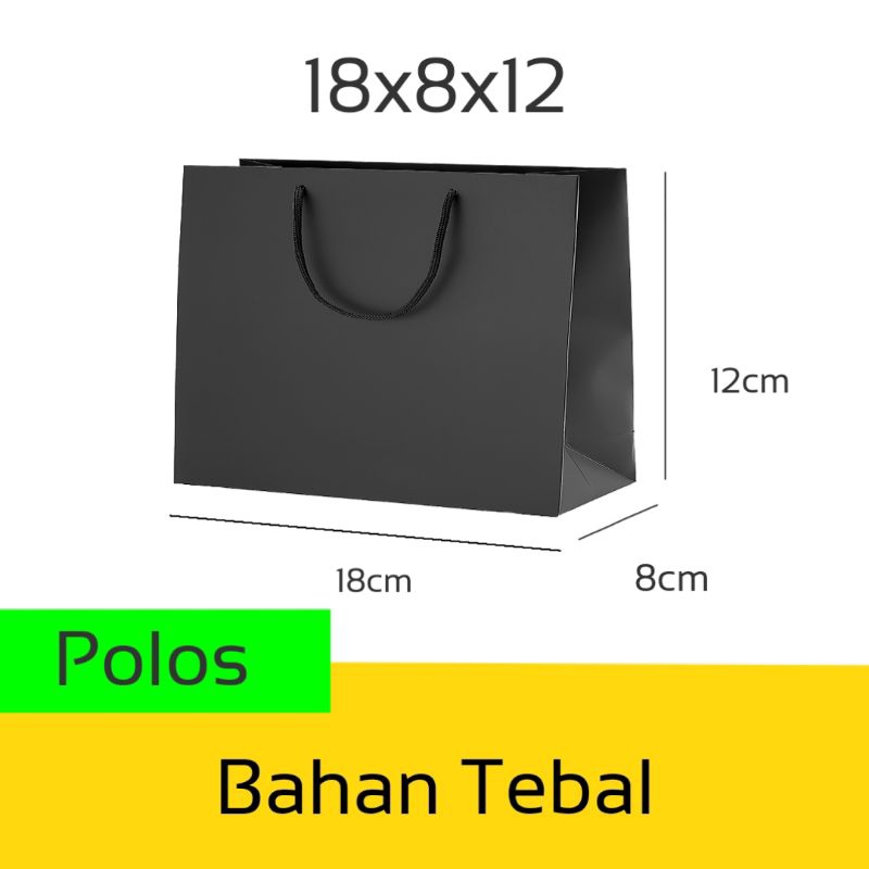 

Paper Bag Tas Kertas Hitam Polos Custom Bahan Kraft Tebal Ukuran 18x8x12