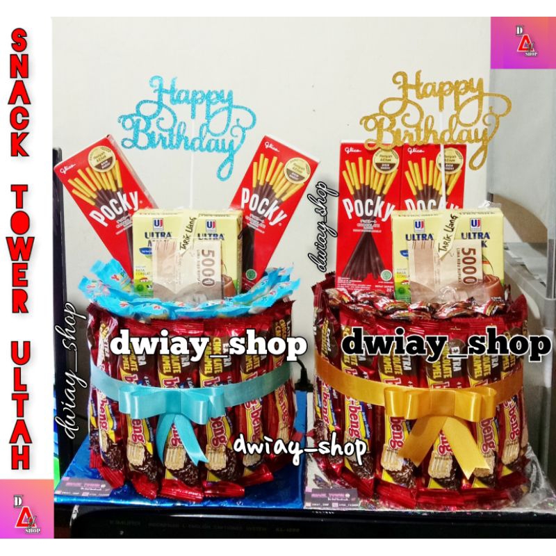

SNACK TOWER BIRTHDAY / SNACK TOWER ULTAH KEKINIAN / KUE ULTAH TERBARU / HADIAH KHITANAN