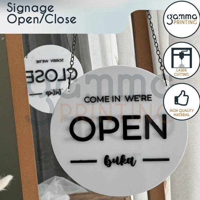 

KODE K4O7 Acrylic Signage Open Close Papan Akrilik Timbul Buka Tutup Sign Toko