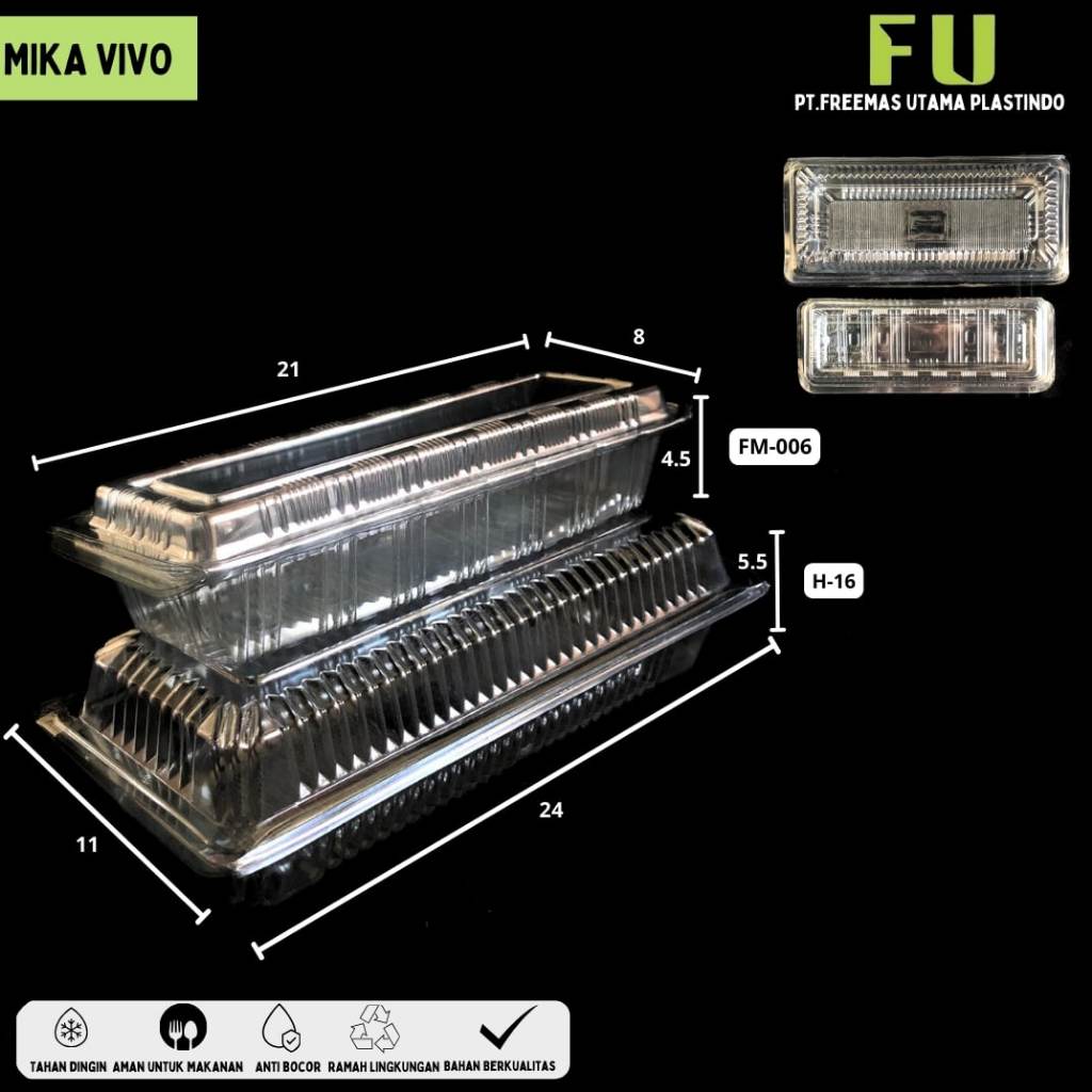 Mika VIVO H16 22x8,7x6cm / Mika Bolu Gulung Sosis Roti Kue / Mika Plastik Tebal @50 Pcs