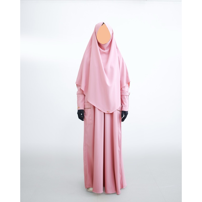 AJWA Abaya Khimar Syari anti UV - Mellow Peach