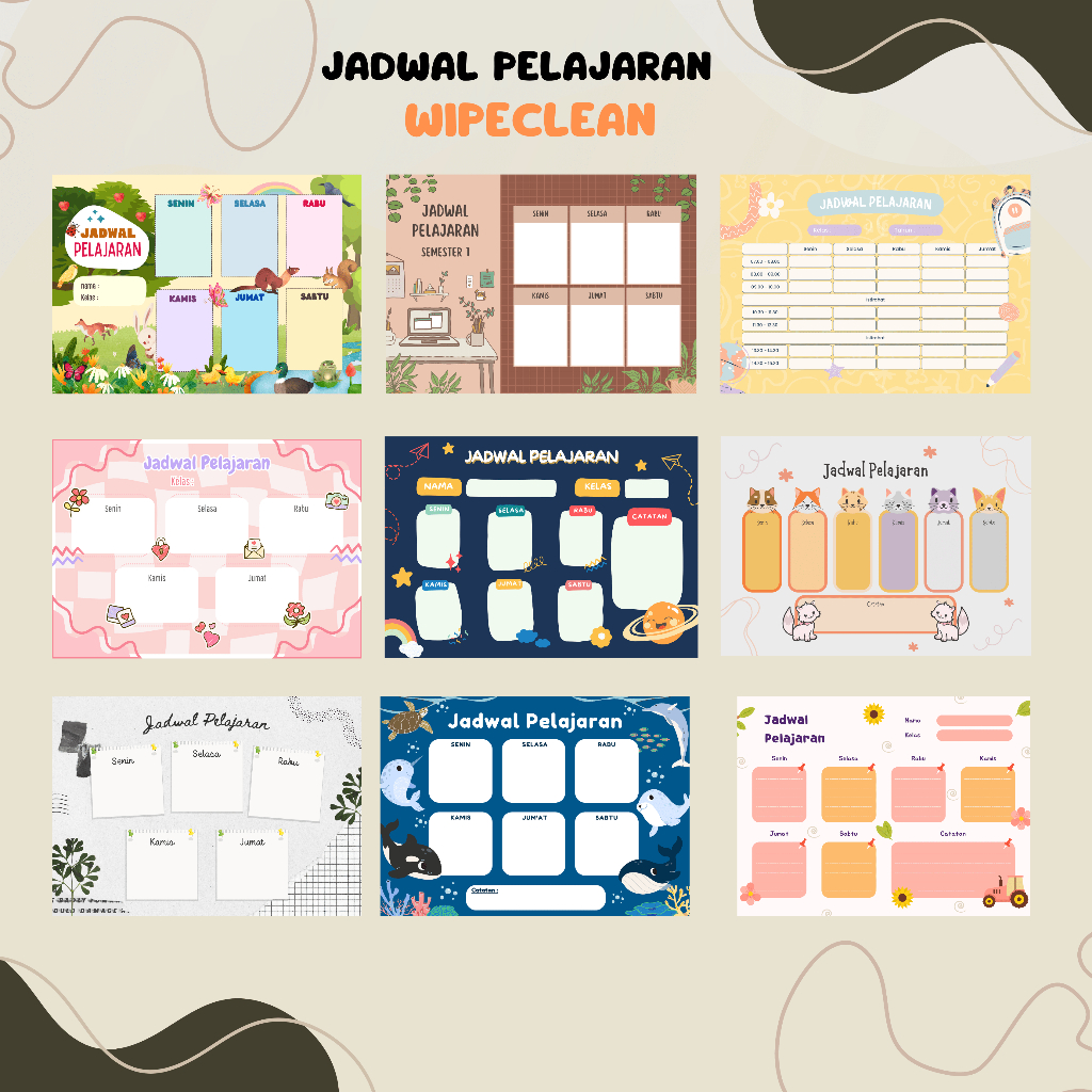 

POSTER JADWAL PELAJARAN WIPECLEAN (BISA DIHAPUS) JADWAL PELAJARAN SEKOLAH