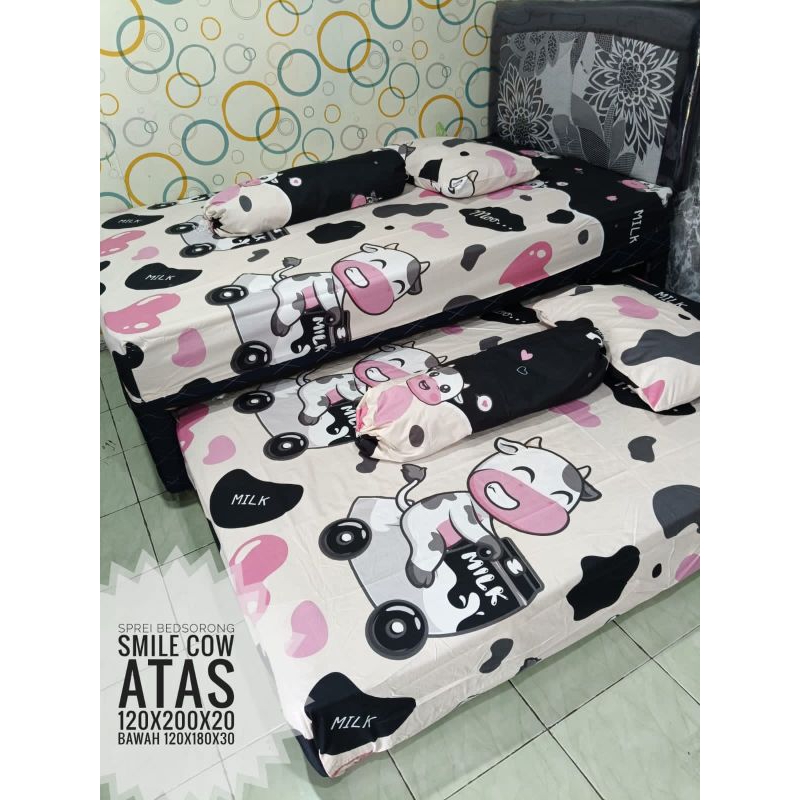 Sprei Bed Sorong Motif Cow / Sapi /milk /Moo