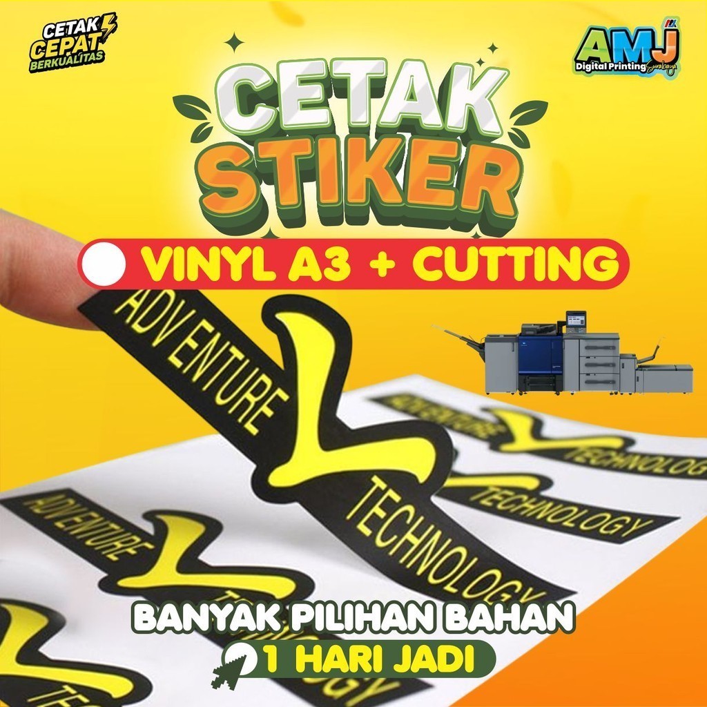 

Print & Cut_Laminasi_Label & Stiker Vinyl_Anti Air_uk A3+_Sudah di Potong_Cetak Stiker Murah