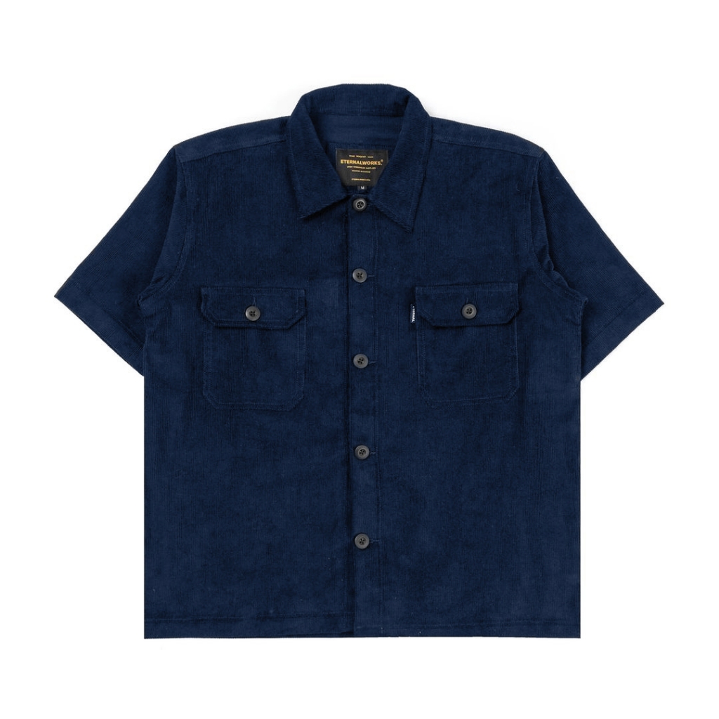 RUSH NAVY CORDUROY POCKET SHIRT - KEMEJA LENGAN PENDEK - KEMEJA CORDUROY