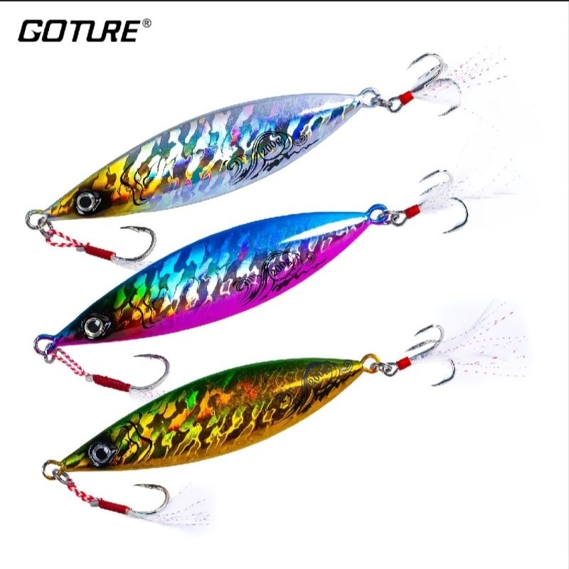 GOTURE metal jig model daun plus assist hook dan treble hook