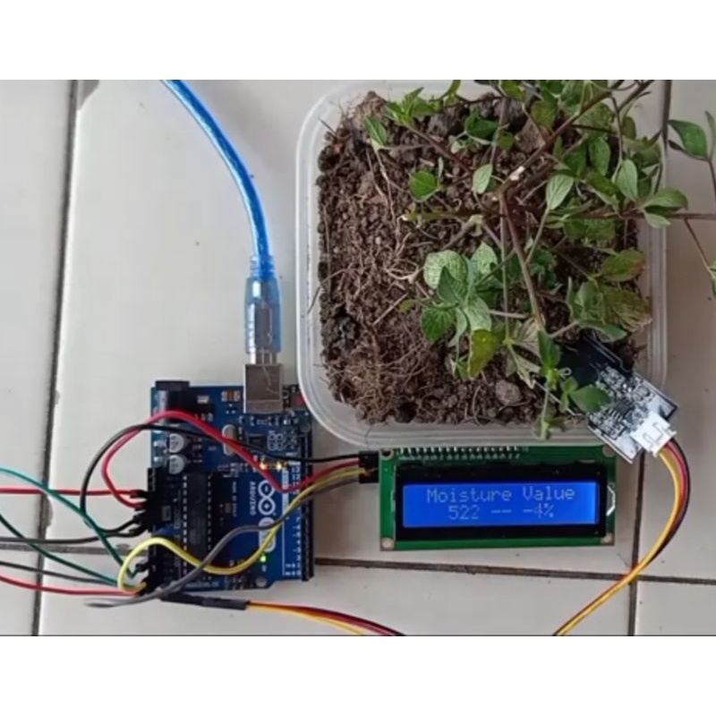 sistem monitoring kelembaban tanah soil moesture capacitive Arduino uno dan lcd 16x2 i2c Ver. 1