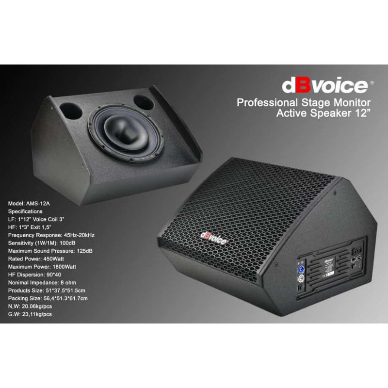 Speaker aktif 12 inch Stage Monitor Active dBvoice AMS 12A Original garansi resmi dB voice AMS12A sp