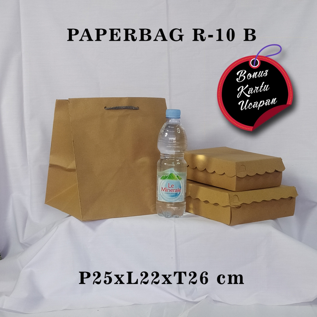 

PAPERBAG BONUS KARTU UCAPAN UKURAN R-10 B (P25 X L22 X T26 CM) UNTUK WADAH KOTAK MAKANAN TEH BOTOL DLL